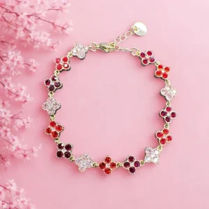 Bracelet Flower Bordeaux Rouge et Rose Clair