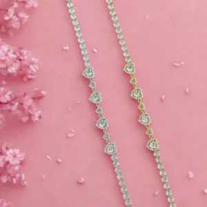 Bracelet strass coeur en acier inoxydable