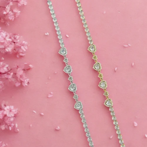 Bracelet strass coeur en acier inoxydable