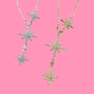 Collier étoiles en acier inoxydable doré et argenté