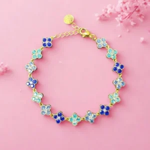 Bracelet Flower Élégance Bleu en acier inoxydable